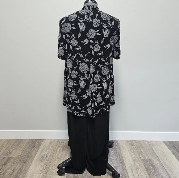 R & M Richards Karen Kwong Vintage 2 Piece Formal Dress Silver Black Women's - Picture 2 of 15